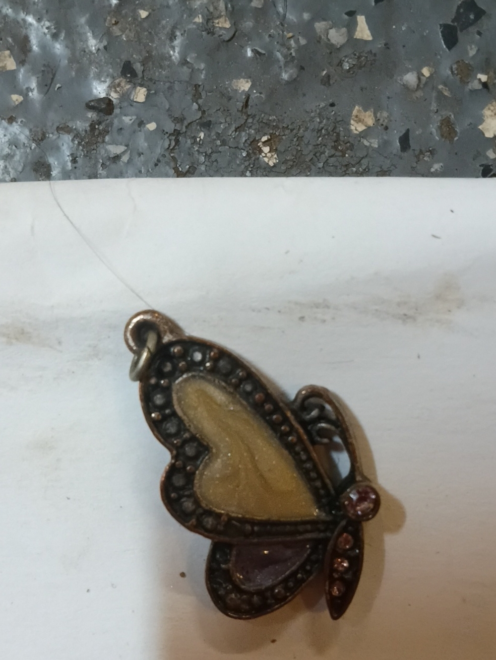 Butterfly Pendant Necklace Charm in Yellow and Purple